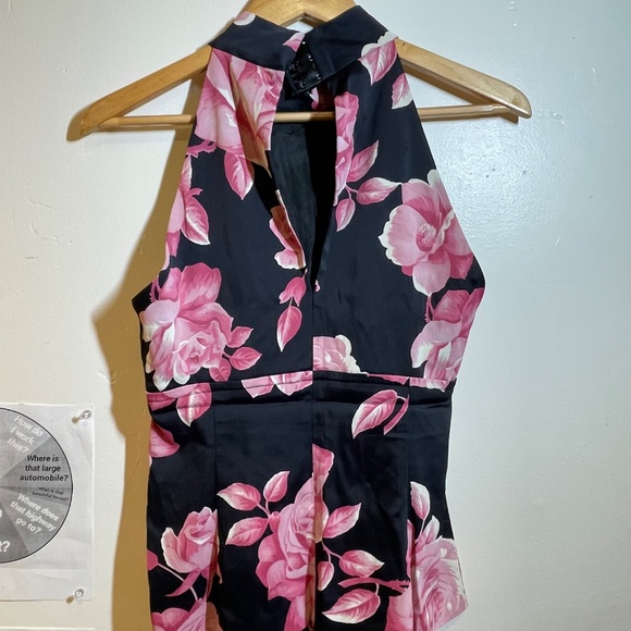 KAREN MILLEN Oriental Chinese Pink Floral Halter Top US 10 - Picture 2 of 12